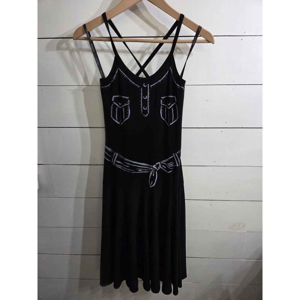 Joseph Ribkoff Women's Size 6 Black Spaghetti Strap Unique Designer Dress